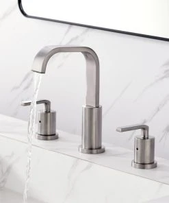 Luxier WSP03-T 2-Handle Widespread Bathroom Faucet With Drain, Brushed Nickel -Moen-shop 41f10c2502339e9b 5005 w800 h800 b0 p0