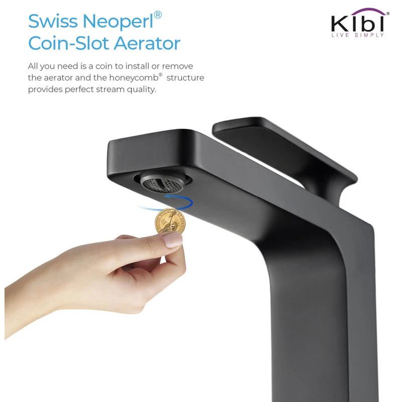 Kibi USA Infinity Single Handle Vessel Sink Faucet KBF1007, Matte Black, W/ Drain 11 Kibi USA Infinity Single Handle Vessel Sink Faucet KBF1007, Matte Black, W/ Drain - Image 11