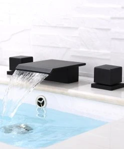 HOMARY Waterfall Widespread Bathroom Sink Faucet Square Double Handle Solid Brass, Matt -Moen-shop 4321c76f0e69fb24 5009 w800 h800 b0 p0