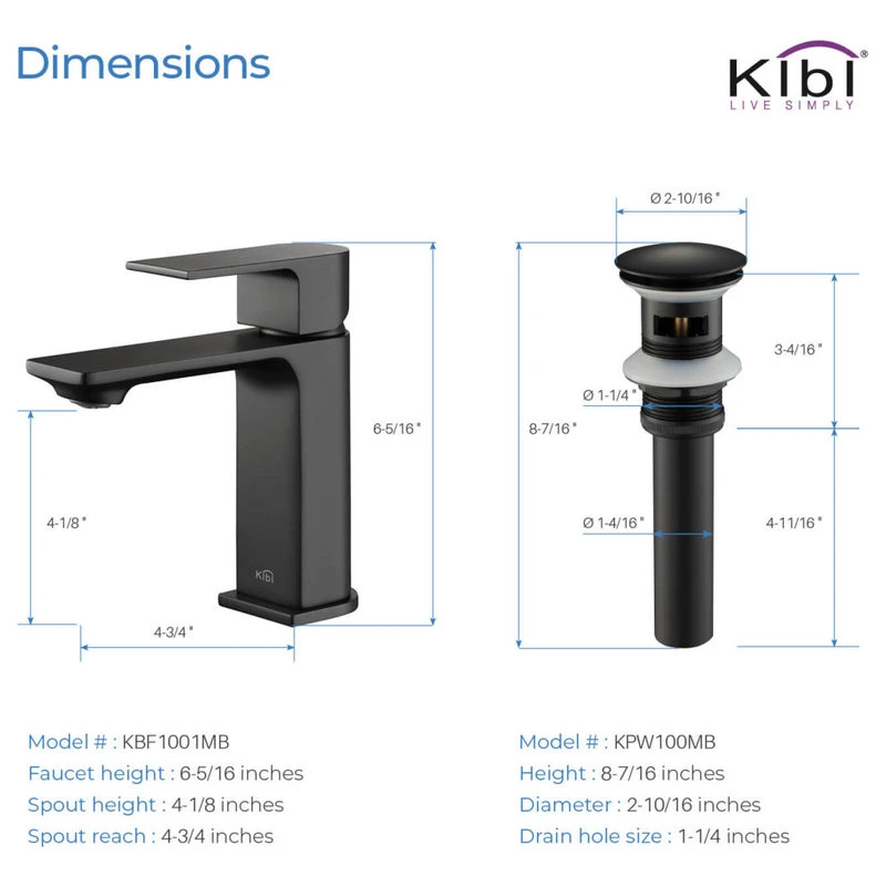 Kibi USA KIBI Mirage Single Handle Bathroom Faucet, Matte Black, With Drain 8 Kibi USA KIBI Mirage Single Handle Bathroom Faucet, Matte Black, With Drain - Image 8