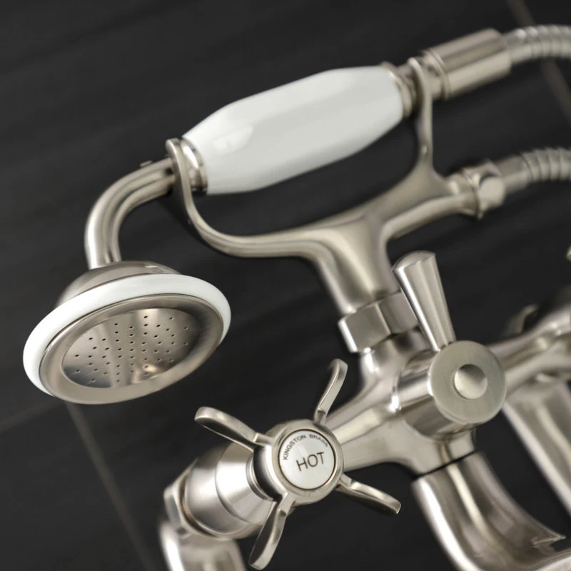 Kingston Brass KS248SN Deck Mount Clawfoot Tub Faucet With Hand Shower, Brushed Nickel 3 Kingston Brass KS248SN Deck Mount Clawfoot Tub Faucet With Hand Shower, Brushed Nickel - Image 3