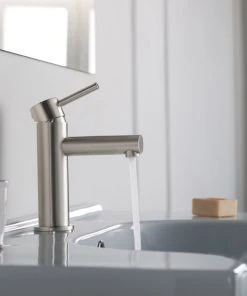 Blossom Kitchen & Bath Supply Blossom Brass Round Single Handle Bathroom Vanity Sink Faucet, Brushed Nickel -Moen-shop 44f1e03f0e47044b 4388 w800 h800 b0 p0