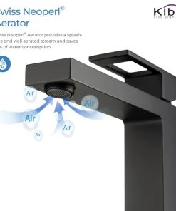 Kibi USA Cubic Single Handle Vessel Sink Faucet KBF1003, Matte Black, W/ Drain -Moen-shop 45717df60f1b52f0 5750 w800 h800 b1 p0