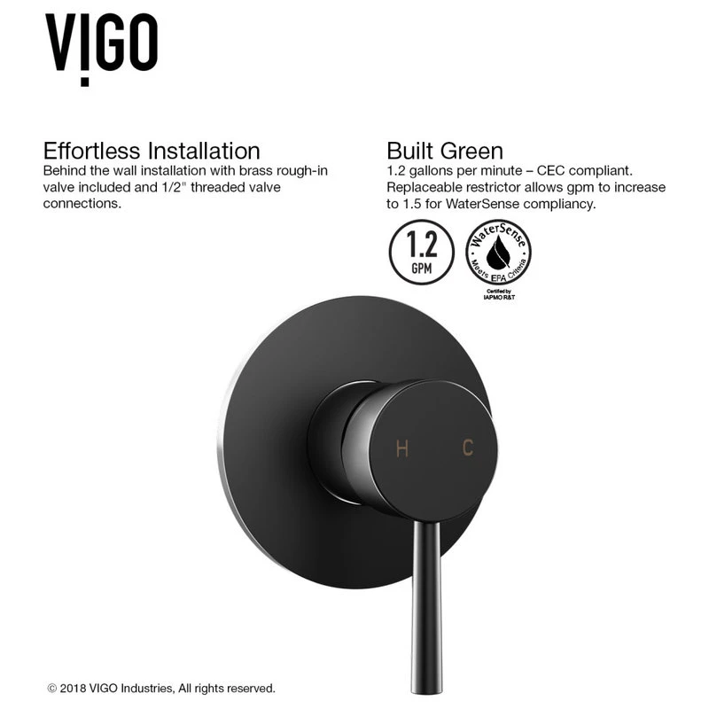 VIGO Olus Single Handle Wall Mount Bathroom Faucet, Matte Black 5 VIGO Olus Single Handle Wall Mount Bathroom Faucet, Matte Black - Image 5