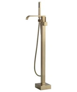 HOMARY Floor Mounted Single Handle Freestanding Bathtub Faucet With Handheld Shower, Br