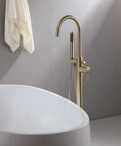 HOMARY Freestanding Single Handle Tub Filler Faucet With Hand Shower, Brushed Gold -Moen-shop 477192fe003f62ab 3474 w800 h800 b0 p0