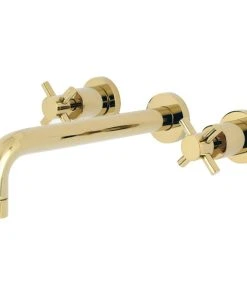 Kingston Brass Two-Handle Wall Mount Tub Faucet, Polished Brass