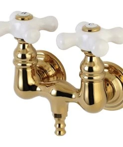 Kingston Brass Aqua Vintage 3-3/8" Wall Mount Tub Faucet, Polished Brass