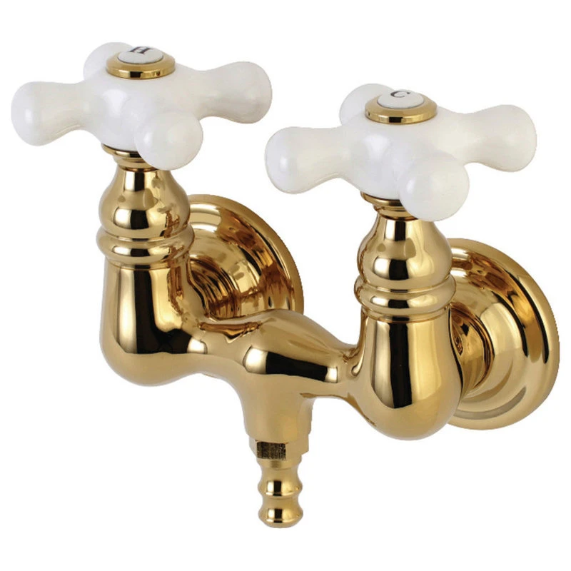 Kingston Brass Aqua Vintage 3-3/8" Wall Mount Tub Faucet, Polished Brass 1 Kingston Brass Aqua Vintage 3-3/8" Wall Mount Tub Faucet, Polished Brass