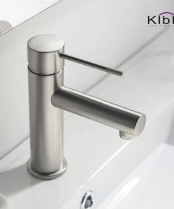 Kibi USA Circular X Brass Single Hole Bathroom Faucet KBF1010, Brush Nickel, With Drain -Moen-shop 4a517e3f0f1c531d 4296 w800 h800 b0 p0