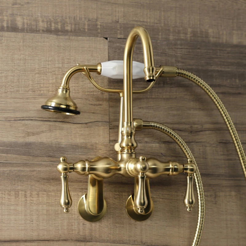 Kingston Brass AE301T7 Wall Mount Clawfoot Tub Faucets, Brushed Brass 2 Kingston Brass AE301T7 Wall Mount Clawfoot Tub Faucets, Brushed Brass - Image 2