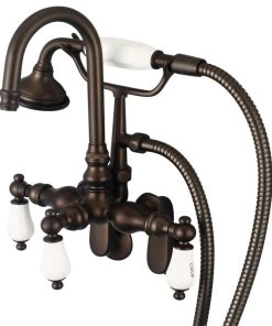 Water Creation Vintage Classic Wall Mount Tub Faucet With Handshower, Oil Rubbed Bronze Finish