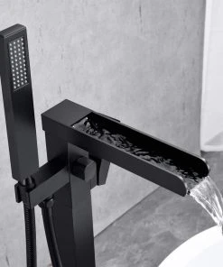 JimsMaison Single Handle Floor Mounted Freestanding Tub Filler With Hand Shower, Matte Blac -Moen-shop 4c31394f03074321 7611 w800 h800 b0 p0