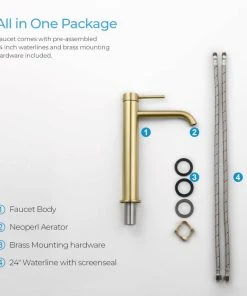 Kibi USA Circular Brass Single Handle Bathroom Faucet KBF1009, Brush Gold, With Drain -Moen-shop 4c41ecef0f1b5714 8264 w800 h800 b0 p0