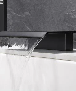 HOMARY Moda Waterfall Matte Black Roman Bathtub Filler Faucet With Handshower -Moen-shop 4c618ae4017bb6b9 3724 w800 h800 b0 p0