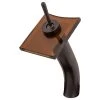 Novatto Squared Waterfall Vessel Faucet, Oil Rubbed Bronze, Tea Glass