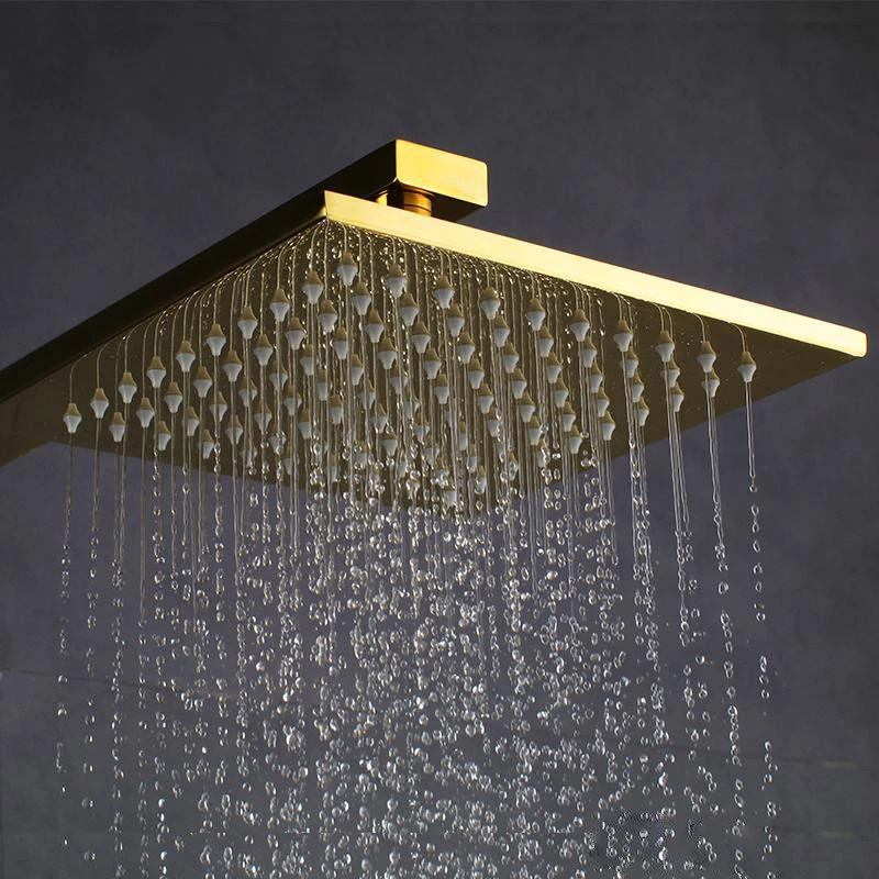 BathSelect Florence Gold Plated Wall Mount LED Rainfall Shower Set, 12" 5 BathSelect Florence Gold Plated Wall Mount LED Rainfall Shower Set, 12" - Image 5