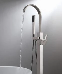 HOMARY Brushed Nickel Freestanding Tub Filler Brass Single Handle With Handheld Shower 15 HOMARY Brushed Nickel Freestanding Tub Filler Brass Single Handle With Handheld Shower -Moen-shop 4f010c0b017bc013 2898 w800 h800 b0 p0