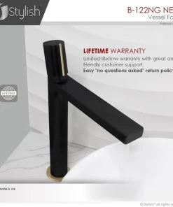 STYLISH Single Handle Bathroom Vessel Sink Faucet, Matte Black And Brushed Gold -Moen-shop 4fb1cc38011bbfe8 9980 w800 h800 b0 p0