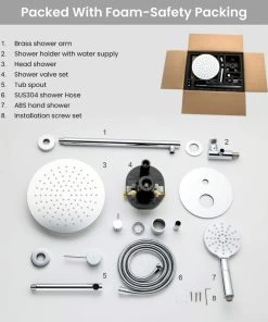 Kibi USA Circular Pressure 3-Function Shower System, Rough-In Valve, Chrome -Moen-shop 4fd1e4af03375b28 4992 w800 h800 b0 p0