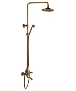 Fontana Showers Auralie Antique Brass Wall Mounted Shower Set