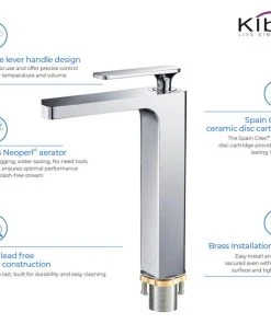 Kibi USA Infinity Single Handle Vessel Sink Faucet KBF1007, Chrome, W/O Drain -Moen-shop 5051a8e40f1b5516 1141 w800 h800 b1 p0