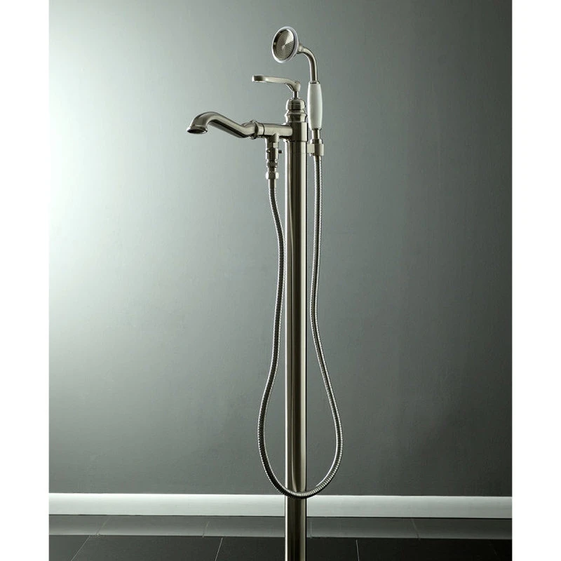 Kingston Brass Freestanding Tub Faucet With Hand Shower, Brushed Nickel 4 Kingston Brass Freestanding Tub Faucet With Hand Shower, Brushed Nickel - Image 4