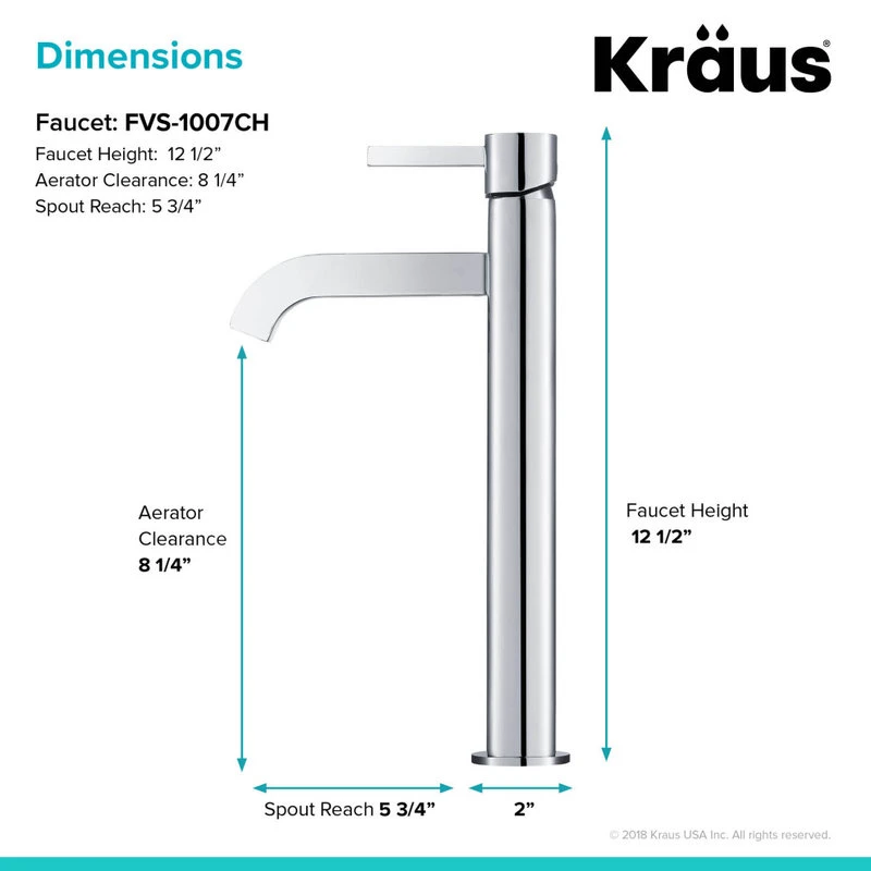 Kraus USA, Inc. Ramus Single Handle 1-Hole Vessel Bathroom Faucet, Chrome 6 Kraus USA, Inc. Ramus Single Handle 1-Hole Vessel Bathroom Faucet, Chrome - Image 6