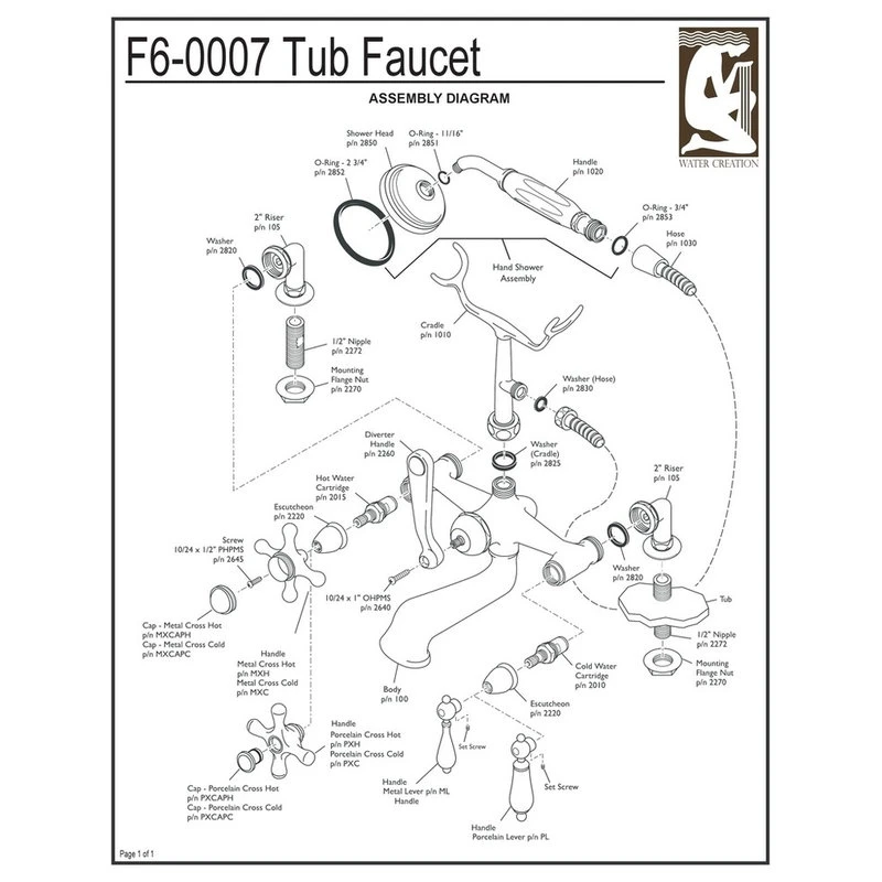 Water Creation Vintage Classic Deck Mount Tub Faucet With Handshower, Polished Nickel Pvd Finis 3 Water Creation Vintage Classic Deck Mount Tub Faucet With Handshower, Polished Nickel Pvd Finis - Image 3
