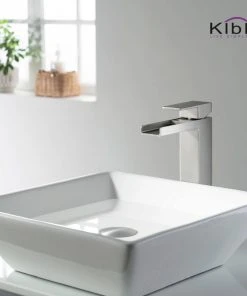 Kibi USA Waterfall Single Handle Vessel Sink Faucet, Brushed Nickel, With Drain -Moen-shop 5451e4e00f1b5430 1863 w800 h800 b0 p0