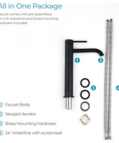 Kibi USA Circular Brass Single Handle Bathroom Faucet KBF1009, Matte Black, With Drain -Moen-shop 546101360f1b56e1 7270 w800 h800 b1 p0