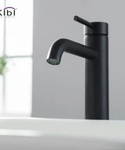 Kibi USA Circular Brass Single Handle Bathroom Faucet KBF1009, Matte Black, With Drain -Moen-shop 55a1fb0b0f1b56df 7270 w800 h800 b0 p0