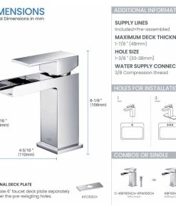 Kibi USA Waterfall Single Handle Bathroom Faucet KBF1004, Chrome, W/ Drain -Moen-shop 55c1e92801ba2f86 1725 w800 h800 b1 p0