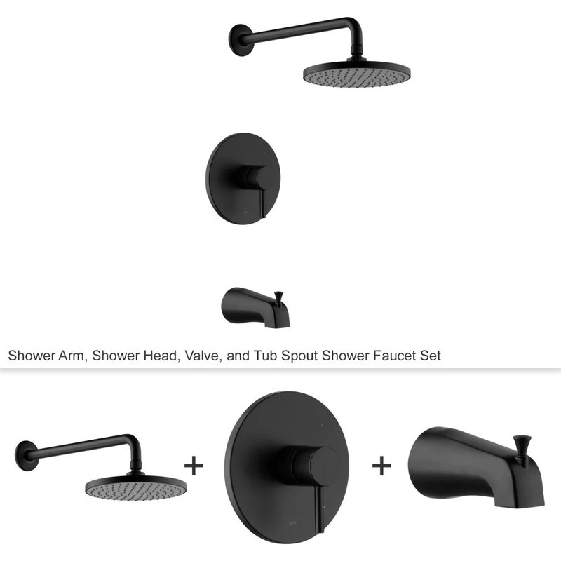 Luxier SS-C01-T-V Rainfall Shower Faucet With Valve And Spout, Matte Black 10 Luxier SS-C01-T-V Rainfall Shower Faucet With Valve And Spout, Matte Black - Image 10
