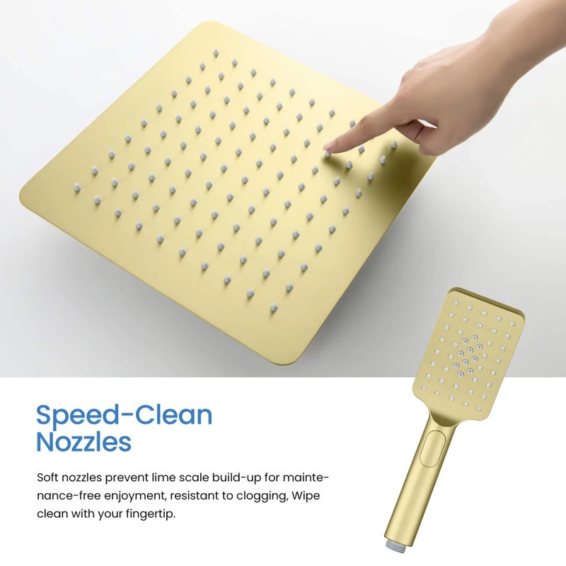 Kibi USA Cube Pressure 3-Function Shower System, Rough-In Valve, Brushed Gold 12 Kibi USA Cube Pressure 3-Function Shower System, Rough-In Valve, Brushed Gold - Image 12