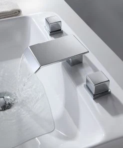 HOMARY Waterfall Widespread Bathroom Sink Faucet Square Double Handle Solid Brass, Chro -Moen-shop 5691b20c0040a805 4972 w800 h800 b0 p0