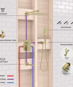 Kibi USA Cube Pressure 3-Function Shower System, Rough-In Valve, Brushed Gold 19 Kibi USA Cube Pressure 3-Function Shower System, Rough-In Valve, Brushed Gold -Moen-shop 57e1948d03376178 5030 w800 h800 b0 p0