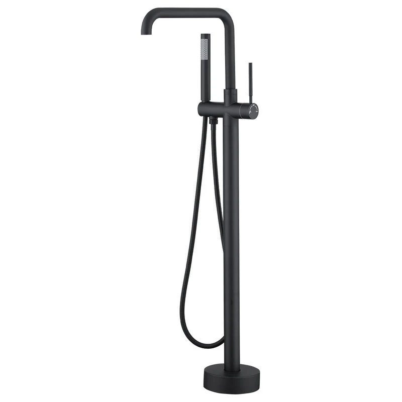 JimsMaison Single Handle Floor Mounted Freestanding Tub Filler With Hand Shower 1 JimsMaison Single Handle Floor Mounted Freestanding Tub Filler With Hand Shower