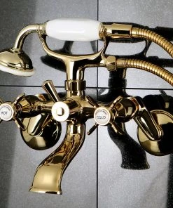 Kingston Brass KS286 Essex Wall Mounted Clawfoot Tub Filler - Satin Brass -Moen-shop 58b1a0780ed7db92 2760 w800 h800 b0 p0
