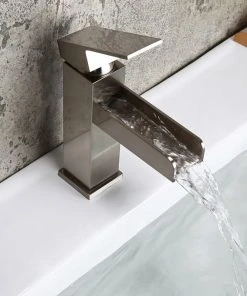 HOMARY Modern Single Hole Waterfall Bathroom Sink Faucet Solid Brass, Brushed Nickel -Moen-shop 5911a0720d1d9c96 2646 w800 h800 b0 p0