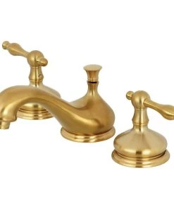 Kingston Brass Widespread Bathroom Faucet With Brass Pop-Up, Brushed Brass