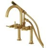 Kingston Brass Aqua Vintage 7" Deck Mount Clawfoot Tub Faucet, Brushed Brass