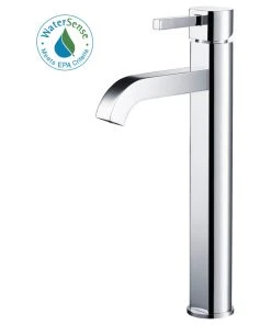 Kraus USA, Inc. Ramus Single Handle 1-Hole Vessel Bathroom Faucet, Chrome