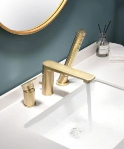 Modland Deck Mounted Luxury Roman Tub Faucet Set With Handshower And Tub Spout, Brushed -Moen-shop 5b113e1502da649c 2675 w800 h800 b0 p0