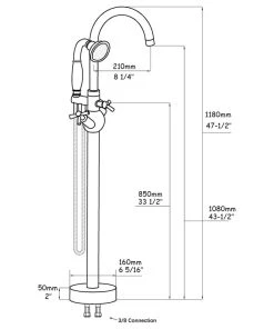 Jims Maison Freestanding Cross Double Handle High Arc Bathtub Faucet With Shower Hose, Gold -Moen-shop 5b5184c602442a40 3184 w800 h800 b1 p0