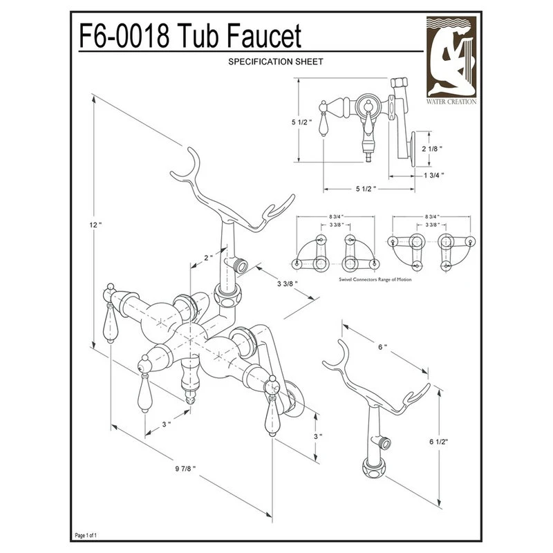 Water Creation Vintage Classic Wall Mount Tub Faucet With Handshower, Oil Rubbed Bronze Finish 3 Water Creation Vintage Classic Wall Mount Tub Faucet With Handshower, Oil Rubbed Bronze Finish - Image 3