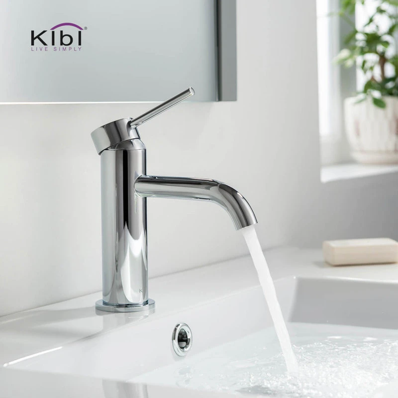 Kibi USA Circular Brass Single Handle Bathroom Faucet KBF1008, Chrome, With Drain 4 Kibi USA Circular Brass Single Handle Bathroom Faucet KBF1008, Chrome, With Drain - Image 4