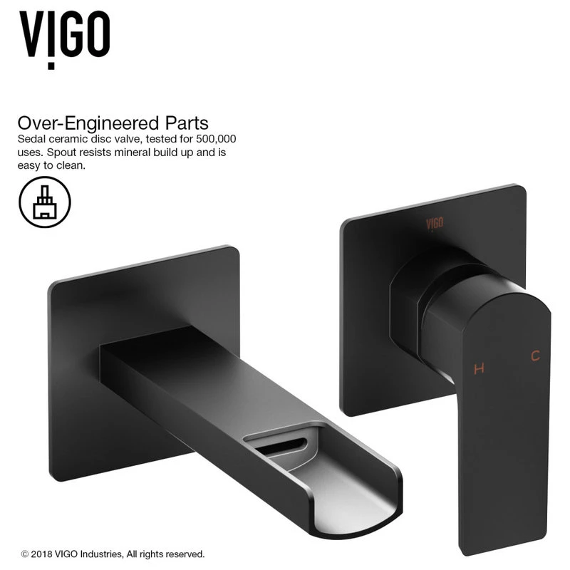 VIGO Atticus Wall Mount Bathroom Faucet, Chrome, Matte Black 8 VIGO Atticus Wall Mount Bathroom Faucet, Chrome, Matte Black - Image 8