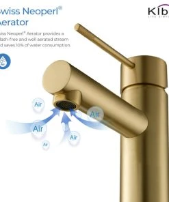 Kibi USA Circular X Brass Single Hole Bathroom Faucet KBF1010, Brush Gold, With Drain -Moen-shop 5e012e830f1c533f 8270 w800 h800 b1 p0