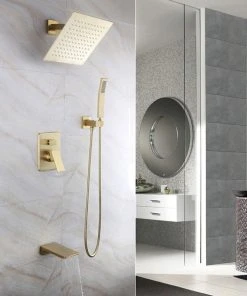 HOMARY Wall Mount 10" Rainshower Hand Shower And Tub Spout Shower System, Brushed Gold 11 HOMARY Wall Mount 10" Rainshower Hand Shower And Tub Spout Shower System, Brushed Gold -Moen-shop 5e81a9360051d53e 8515 w800 h800 b0 p0